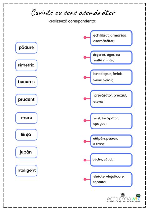 Academiaabc Cuvinte Cu Sens Asem N Tor