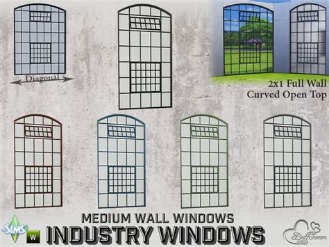 The Sims Resource Industry Windows Medium Wall 2x1 Full Curved Open Top