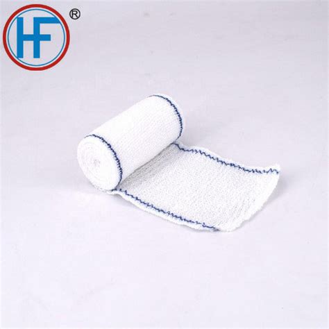 Medical Wound Dressing Red Blue Line Elastic Gauze Crepe Bandage