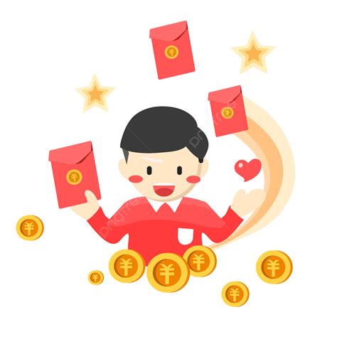 Lucky Money Envelope Vector Png Images Lucky Money Red Envelope Happy Expression Cartoon