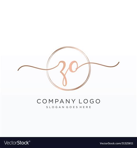 Zo Initial Handwriting Logo Design Royalty Free Vector Image