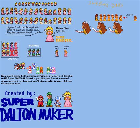 Smb1 Peach And Daisy Playable In Super Mario All S By Evgeniyyurtaev126