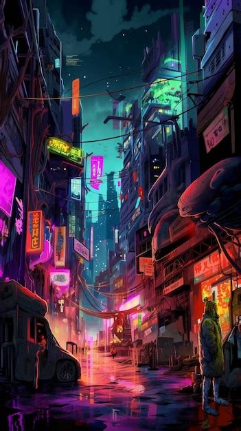 Um pôster de uma cidade cyberpunk chamada cyberpunk Foto Premium