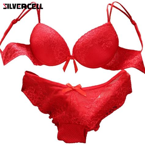 Silvercell Women Sexy Lace Red Bra Set Women Lingerie Set Luxurious