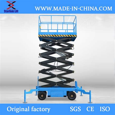 Kg Manual Movable Scissor Lift Hydraulic Mobile Aerial Work Platform