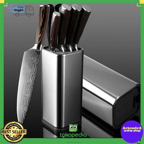 Jual Tempat Pisau Dapur Stand Tool Knife Holder Stainless Steel