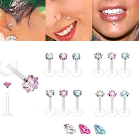 Bioplast Cz Stud Cartilage Monroe Labret Tragus Helix