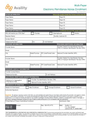 Availity Multi Payer Era Enrollment Form Fill And Sign Printable