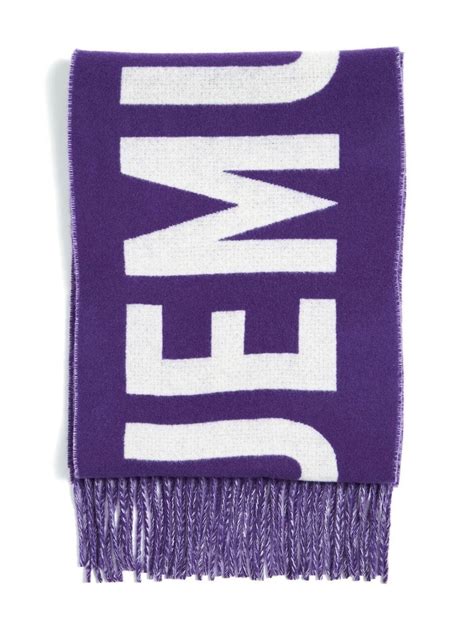 Jacquemus Intarsia Knit Logo Fringed Scarf Farfetch