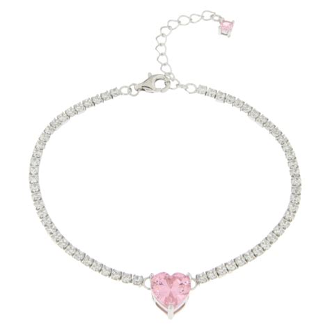 Bracciale Donna Tennis Cuore Rosa Argento TCBR1