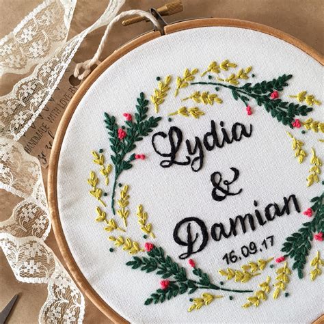 Custom Wedding Embroidery Embroidery Hoop Art Engagement Etsy