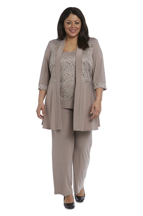 R M Richards Plus Size Women S Lace ITY 2 Piece Pant Suit Mother Of