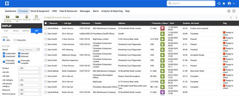 Schedule Display Menu Viewing Options And Filters BigChange Help Centre