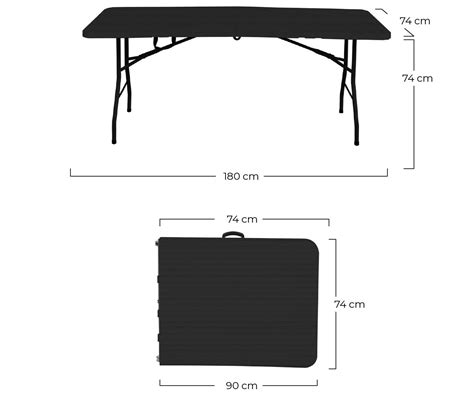 Pack Mesas Plegables Rectangulares Efecto Madera Negro X X Cm House