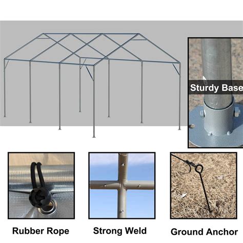 10 Ft W X 20 Ft D Garage Heavy Duty Carport Portable Garage Storage