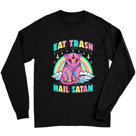 Screaming Possum Long Sleeves Eat Trash Hail Satan Kawaii Pastel Goth