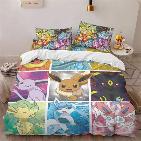 HOT Anime Pokemon Eevee Evolution Luxury Bedding Set Express Your Unique Style With BoxBoxShirt