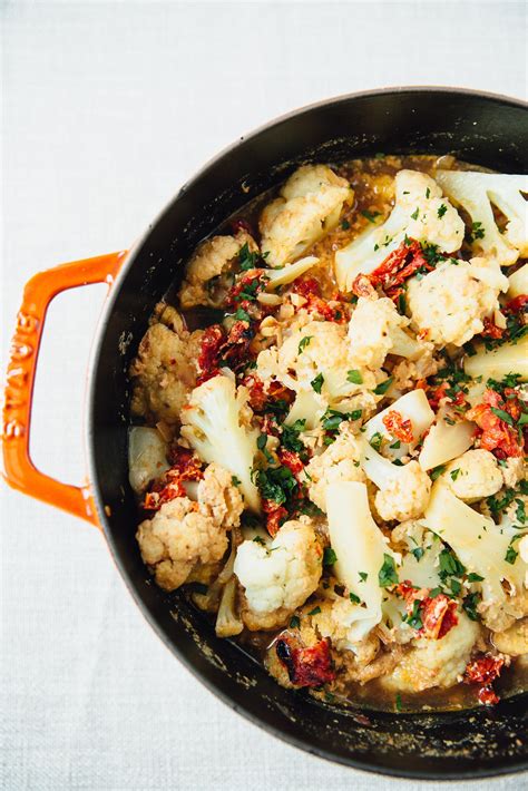 Recipe Creamy Braised Cauliflower With Sun Dried Tomatoes Recipe Cauliflower Side Dish