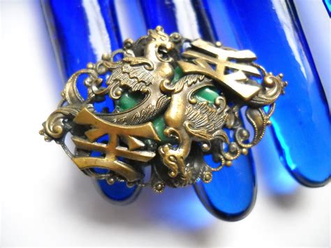 Czech Brooch Neiger Brothers Dragons Peking Glass Asian Motif Etsy Antique Jewelry Brooch