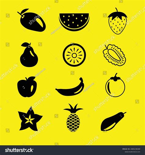 Fruit Icon Collection Vector Outline Illustration Stock Vector Royalty Free 2085238180