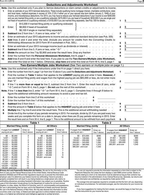 Free 2013 W 4 Form Pdf 105kb 2 Pages Page 2