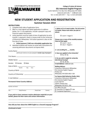 Fillable Online Uwm New Student Application And Registration