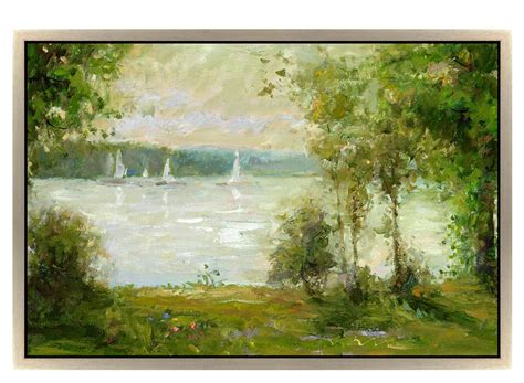 Trees With Sailboats Framed Canvas Wall Art Raymour Flanigan