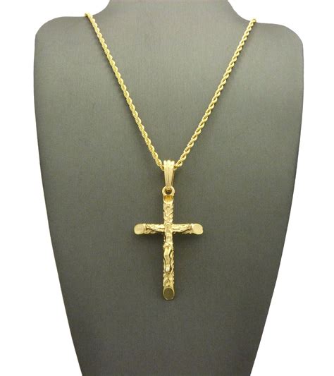 Crucifix Jesus On Rugged Cross Pendant With Chain Necklace Mm