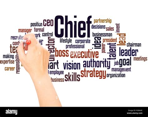 chief word cloud hand writing concept  white background stock photo