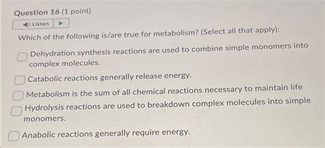 Solved Question Point Listenwhich Of The Following Chegg