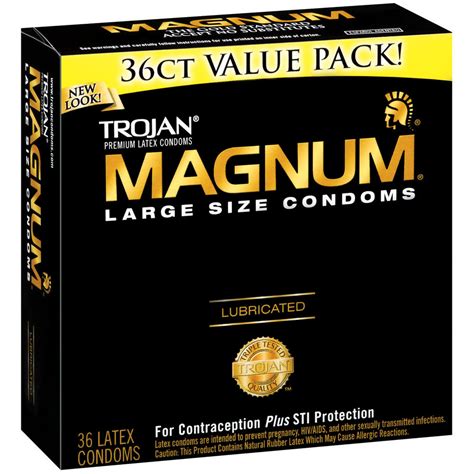 Trojan Magnum Condoms, Latex, Lubricated, Large Size, Value Pack, 36 condoms