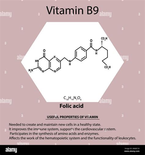 Vitamin B9 Folic Acid Molecular Chemical Formula Useful Properties Of Vitamin Infographics