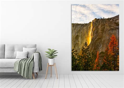 Yosemite Waterfalls Photo Print Nature Landscape Photo of Waterfall at Sunset Yosemite National ...