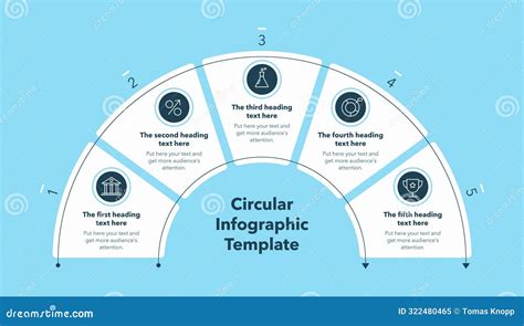 Circular Infographic Diagram Divided Into Five Stages Blue Version Stock Illustration