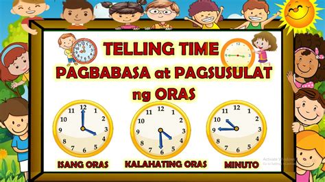 Telling Time O Pagbabasa At Pagsulat Ng Oras Kalahating Oras At Minuto