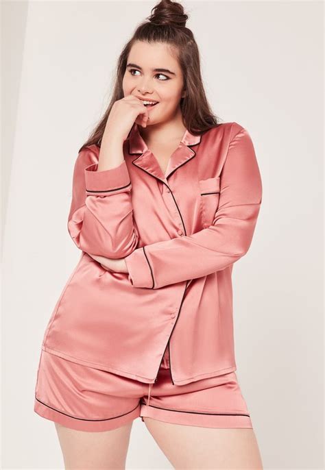 Missguided Plus Size Pink Piping Detail Pajama Set Plus Size Outfits