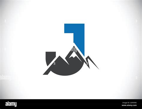 Lettre Initiale Du Monogramme J Avec Le Pic De Montagne Symbole Du