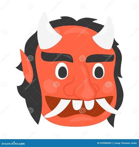 Ogre Emoji Icon Illustration Red Monster Vector Symbol Emoticon Design