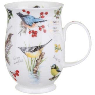 Suffolk Shape Dunoon Mugs Flowers Birds Designs By Kathy Pickles