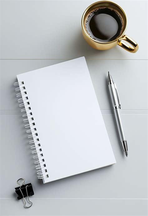 Minimalist Organized Workspace with Notebook and Coffee Art - Playground