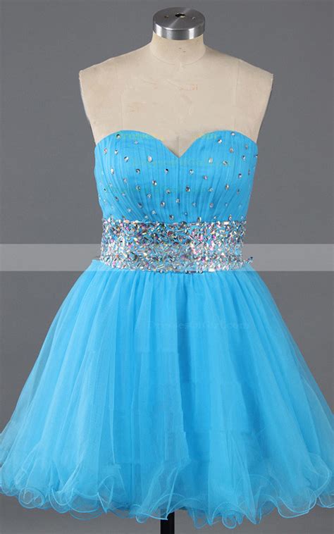 Turquoise A Line Mini Sweetheart Sleeveless Tulle Strapless Crystal