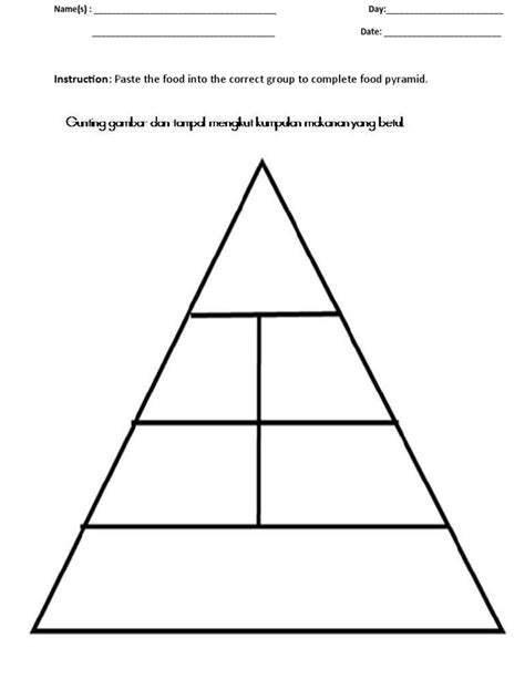 Food Pyramid Worksheet Pdf