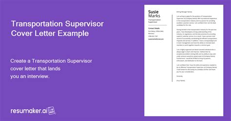 Transportation Supervisor Cover Letter Examples Template Tips