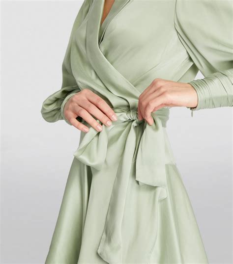 Womens Zimmermann Green Silk Wrap Mini Dress Harrods Us