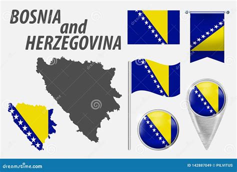 Bosnia Y Hercegovina Colecci N De S Mbolos En Bandera Nacional De Los