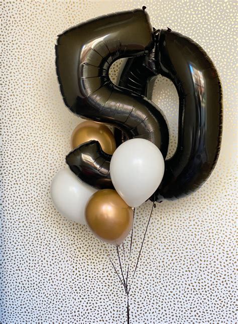 34in. Metallic Black Number Balloon – Merrymint Celebration Boutique