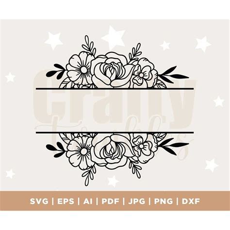 Split Floral Frame Svg Floral Border Svg Split Flower Mono Inspire Uplift