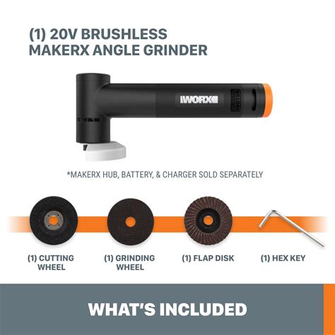 Worx MakerX 20 Volt Angle Grinder Rotary Tool Attachment And 4