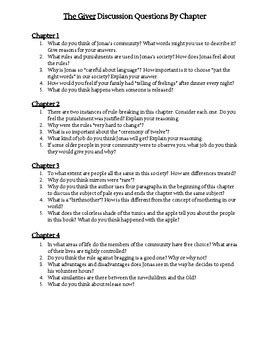 The Giver Discussion Questions And Answers