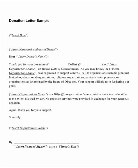 Free Sample Thank You Letter For Donation